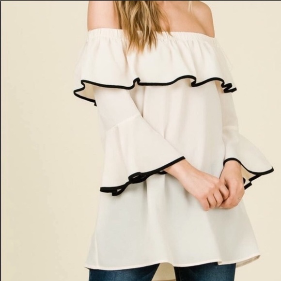 NWT MISIA peach off the shoulder blouse - Picture 2 of 7